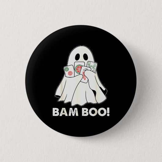 Bam Boo Halloween-Geist Mahjong Lustiges Kostüm Sp Button (Vorderseite)