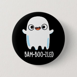 Bam-boo-zled Funny Halloween Ghost Pun Dark BG Button