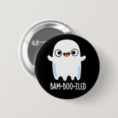 Bam-boo-zled Funny Halloween Ghost Pun Dark BG Button (Vorne & Hinten)