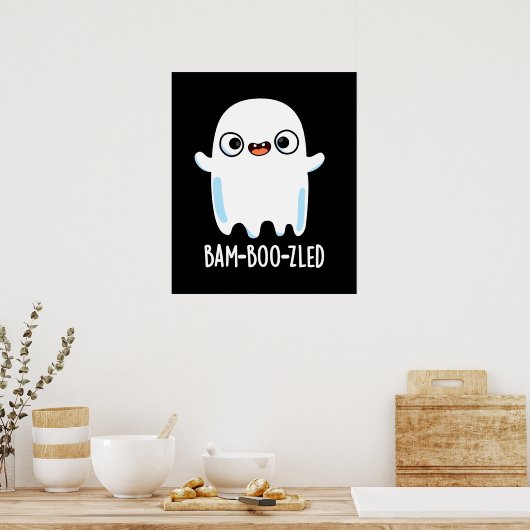 Bam-boo-zled Funny Halloween Ghost Pun Dark BG Poster (Küche)