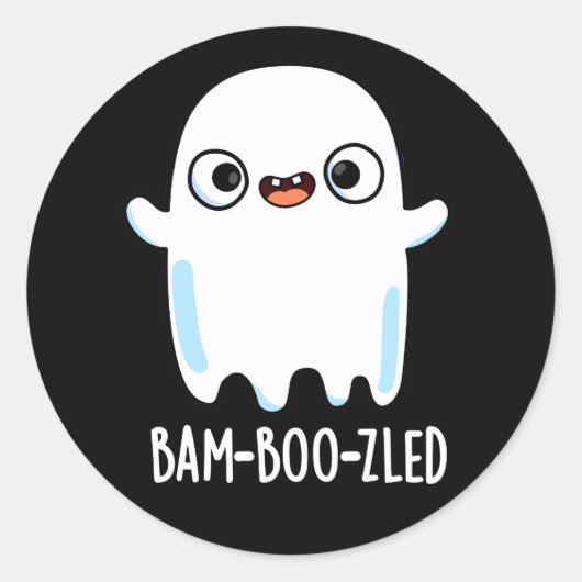 Bam-boo-zled Funny Halloween Ghost Pun Dark BG Runder Aufkleber (Vorderseite)