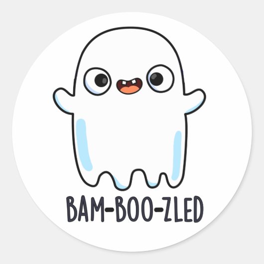 Bam-boo-zled Funny Halloween Konfuse Ghost Pun Runder Aufkleber (Vorderseite)