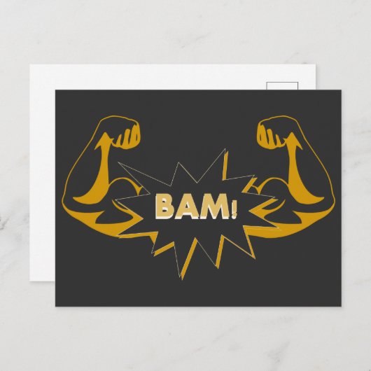 BAM! Postkarte für Anhänger oder Fitness (Vorne/Hinten)