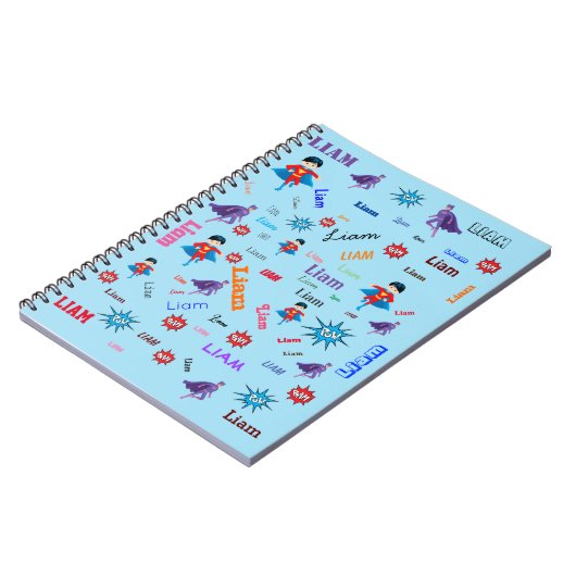 Bam Pow Superhero Word Cloud Name Collage Notizblock (Linke Seite)