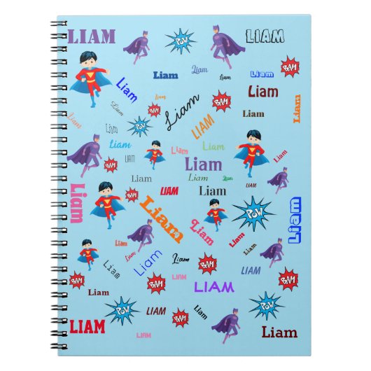 Bam Pow Superhero Word Cloud Name Collage Notizblock (Vorderseite)