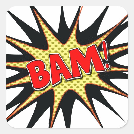 Bam! Quadratischer Aufkleber (Vorderseite)