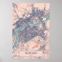 Bamako Mali Breezy Stadtplan Reise Poster