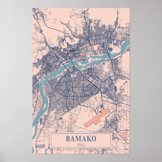 Bamako Mali Breezy Stadtplan Reise Poster (Vorne)