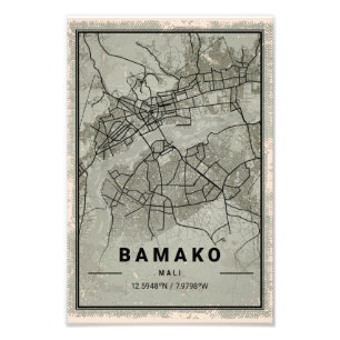 Bamako map print poster canvas