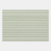 Bamanko Boho Sage Green Dots and Stripes Muster Geschenkpapier Set (Vorderseite 3)