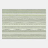 Bamanko Boho Sage Green Dots and Stripes Muster Geschenkpapier Set (Vorderseite 2)