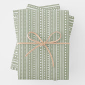 Bamanko Boho Sage Green Dots and Stripes Muster Geschenkpapier Set (Beispiel)