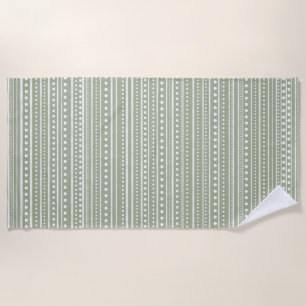 Bamanko Dotted Striped Mudcloth Muster Seite Grün Strandtuch
