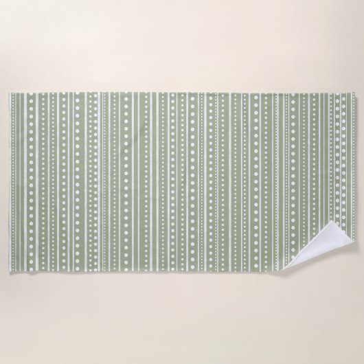 Bamanko Dotted Striped Mudcloth Muster Seite Grün Strandtuch (Vorderseite)