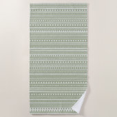 Bamanko Dotted Striped Mudcloth Muster Seite Grün Strandtuch (Vorderseite)