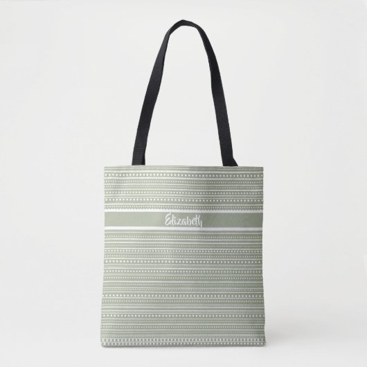 Bamanko Dotted Striped Mudcloth Muster Seite Grün Tasche (Vorderseite)