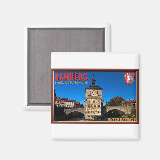 Bamberg - Altes Rathaus Landschaft Magnet (Vorderseite/Rückseite)