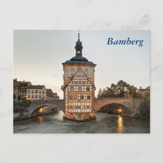 Bamberg Altstadt Rathaus und Obere Brücke Postkarte (Vorderseite)