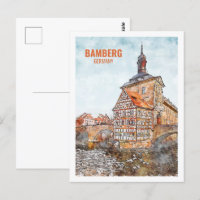 Bamberg Deutschland Berühmter Platz Wasserfarben