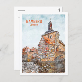 Bamberg Deutschland Berühmter Platz Wasserfarben Postkarte