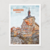 Bamberg Deutschland Berühmter Platz Wasserfarben Postkarte (Vorderseite)