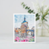 Bamberg Deutschland Berühmter Platz Wasserfarben Postkarte (Stehend Vorderseite)