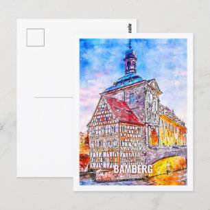 Bamberg Deutschland Reiseort Wasserfarbe Postkarte