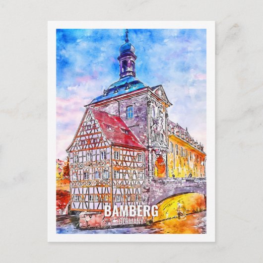Bamberg Deutschland Travel Place Watercolor Postkarte (Vorderseite)