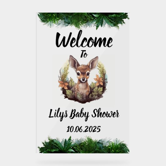 Bambi acrylic Baby shower sign Acrylschild (Vorderseite)