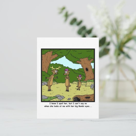 Bambi Eyes: Hirsche Cartoon Postkarte (Stehend Vorderseite)
