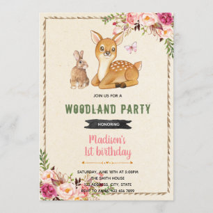 Bambi-Hasen-Thema Wald-Reh-Thema Einladung