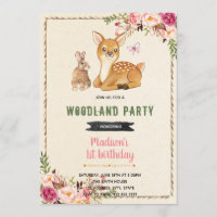 Bambi-Kaninchen-Thema Wald Hirsche Einladung