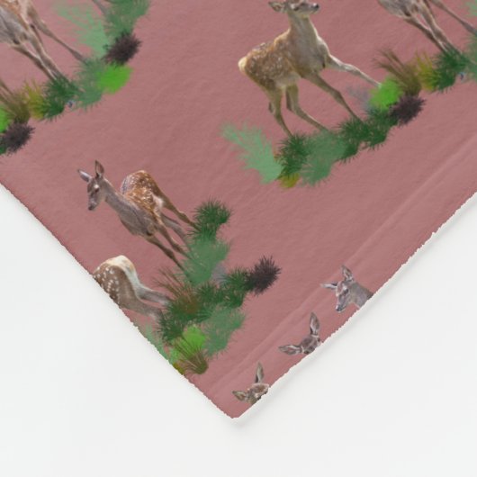Bambi Meadow Fleece Blanket (Dusty Pink Mix) (Ecke)