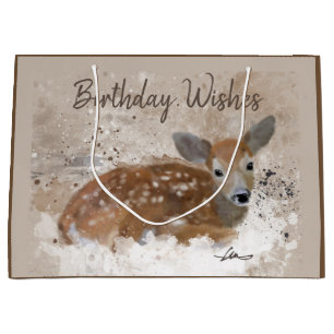 Bambi Rotwild-Wasserfarbe personalisiert Große Geschenktüte