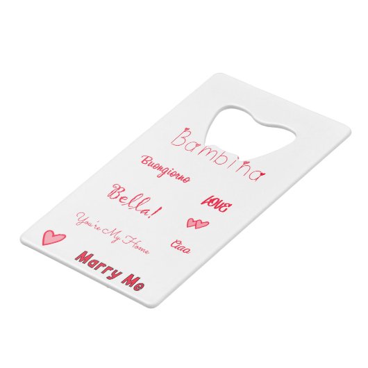 Bambina Liebe Quotes Set Pack Geldbeutel Flaschenöffner (Rückseite Schrägansicht)