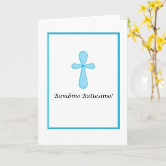 Bambino Battesimo - Baby-Taufe auf italienisch Karte (Gelbe Blume)