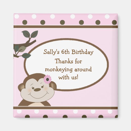 Bambino Niedlicher Affe Pink Gefallen BIrthday Mag Magnet (Vorne)