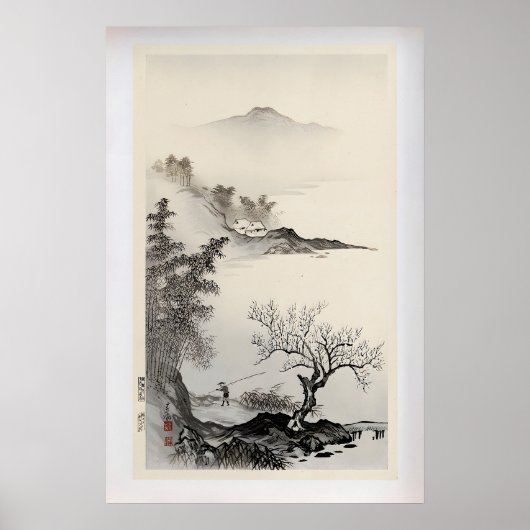 Bamboo, Apricot and a Fisherman by Imoto Tekiho Poster (Vorne)