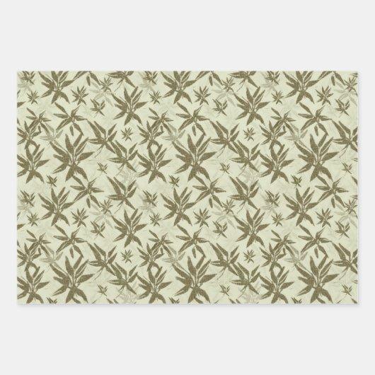 Bamboo auf Beige Bleche - nahtloses Oberflächenmus Geschenkpapier Set (Vorderseite 3)