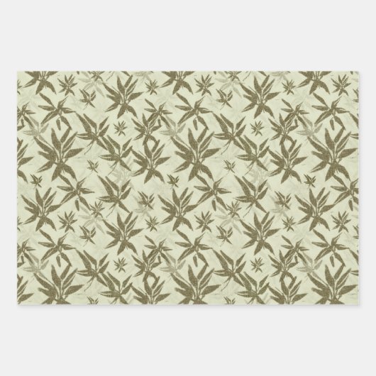 Bamboo auf Beige Bleche - nahtloses Oberflächenmus Geschenkpapier Set (Vorderseite 2)