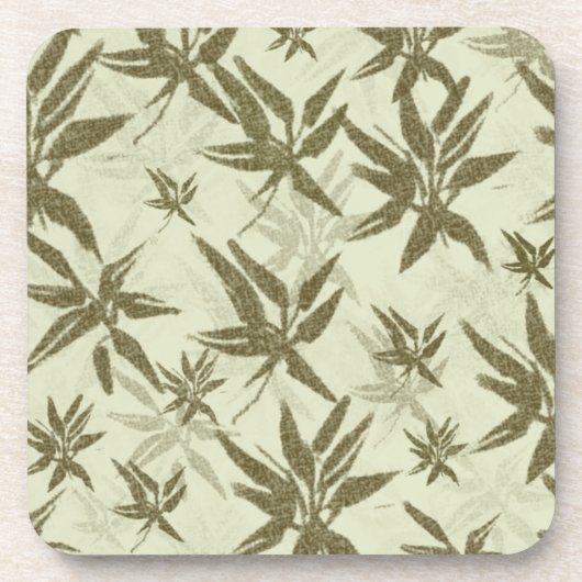 Bamboo auf Beige Bleche - nahtloses Oberflächenmus Getränkeuntersetzer (Vorderseite)