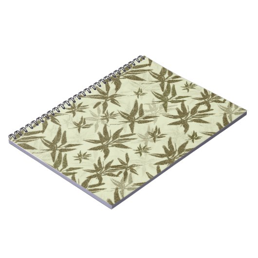 Bamboo auf Beige Bleche - nahtloses Oberflächenmus Notizblock (Linke Seite)