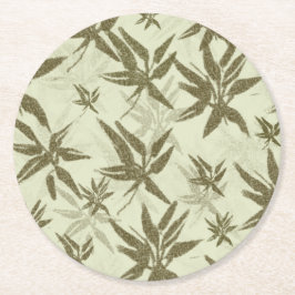 Bamboo auf Beige Bleche - nahtloses Oberflächenmus Runder Pappuntersetzer