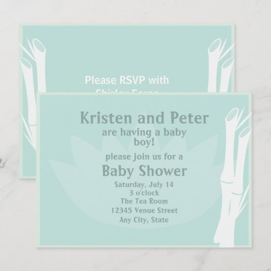 Bamboo Babydusche Einladung (Vorne/Hinten)