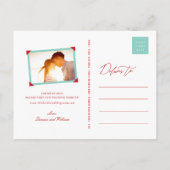 Bamboo Blätter Doppeltes Glück Foto Save the Date Ankündigungspostkarte (Rückseite)