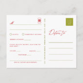 Bamboo Blätter Double Happiness Asian Wedding RSVP Einladungspostkarte (Rückseite)