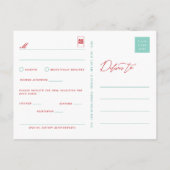 Bamboo Blätter Double Happiness Asian Wedding RSVP Einladungspostkarte (Rückseite)