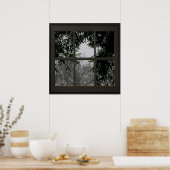 Bamboo Blätter Imitate Fenster Illusion 24x24 Schw Poster (Küche)