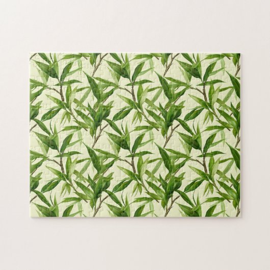 Bamboo Blätter Pattern Green Puzzle (Horizontal)