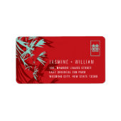 Bamboo Blätter Shuang Xi Chinesische Hochzeitsadre Adressaufkleber (Vorne)